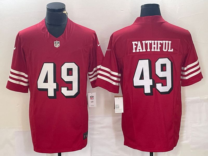 Men San Francisco 49ers #49 Faithful Red 2023 Nike Vapor Limited NFL Jersey style 3->women nfl jersey->Women Jersey